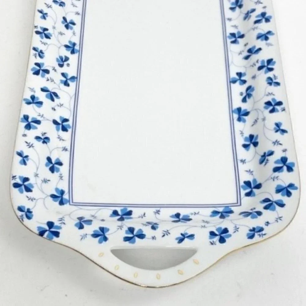 L Godinger & co Blue Belle floral entertaining bread tray 16” x 6”